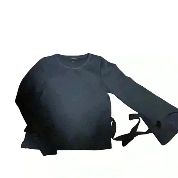 J. Crew‎ Navy Blue Tied Bell Sleeve Crew Neck Sweatshirt, Size M - Picture 2 of 5